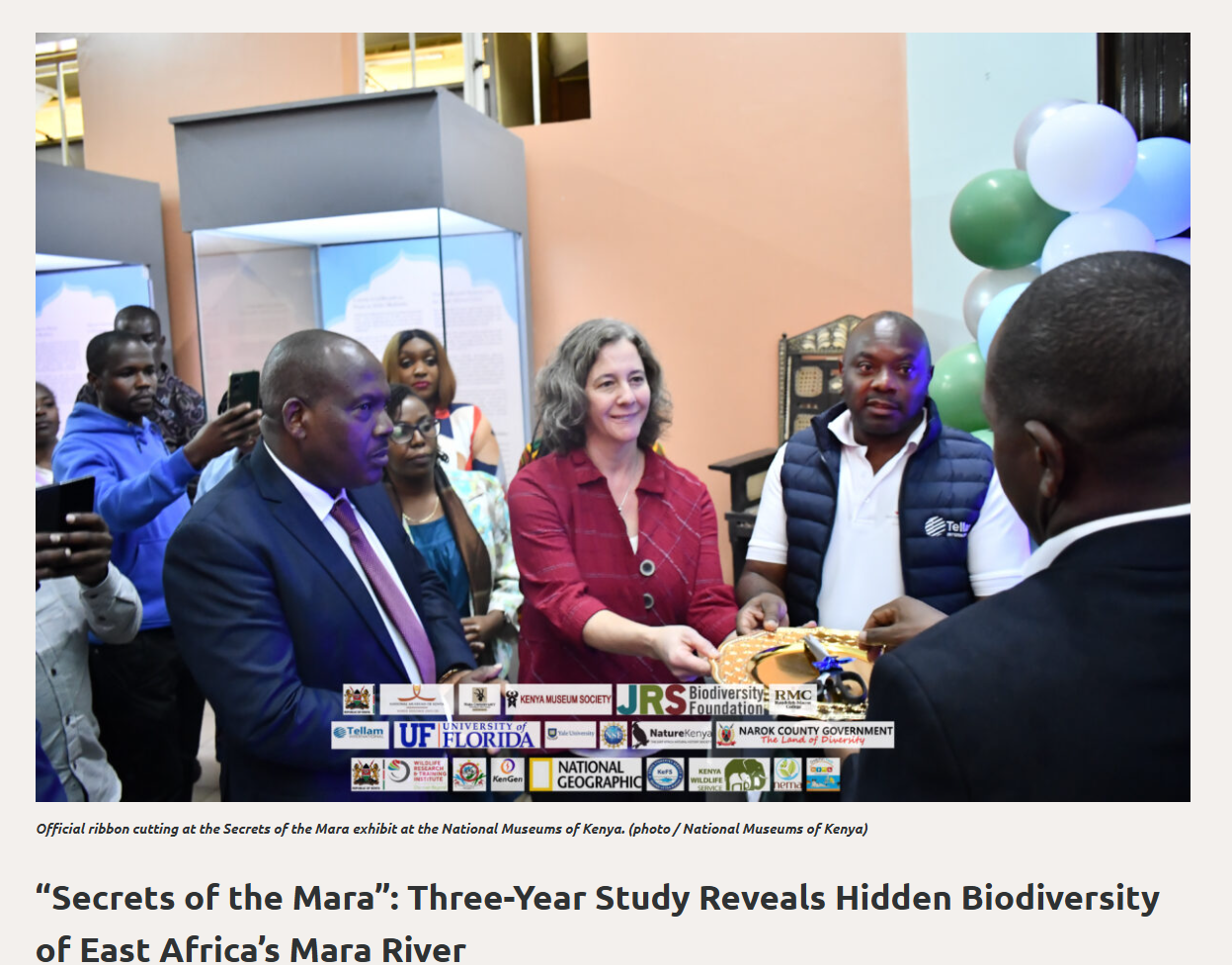 Ribbon cutting at the Secrets of the Mara exhibit, National Museums of Kenya